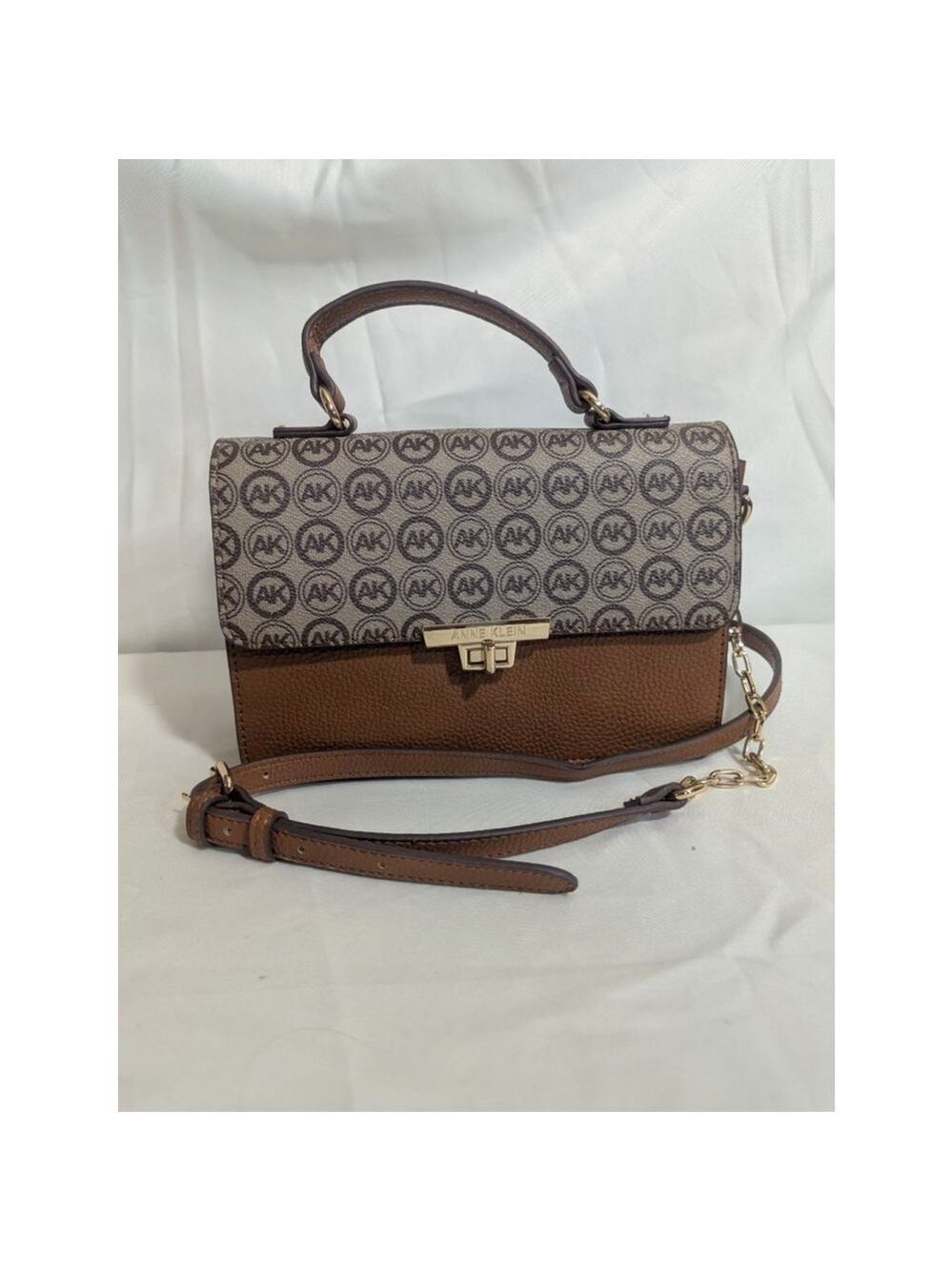 Anne Klein Logo Crossbody Convertible Shoulder Bag Brown Tan - Picture 2 of 13